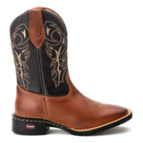 Bota Texana Country Masculina Bico Quadrada Couro Lisa