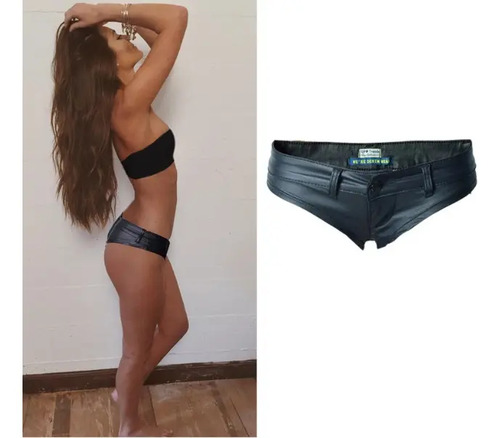 Mini Shorts Sexys De Talle Bajo Para Mujer, Piel Sintética