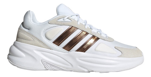 Tenis adidas Ozelle Blanco Franjas Cobre Para Mujer