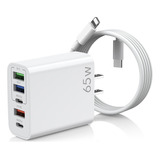 65w 5 En 1 Carga Rápida Con Usb Cable Cargador Tipo C Pd 20w