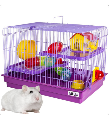 Gaiola Hamster Grande Completa 2 Andares Big Space Colorida