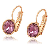 Aretes Oro 18k Lam Swarovski Moradas Arracada Huggies Regalo