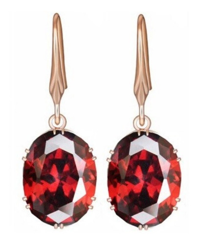 Aros Cristal Rojo Circonita Mujer + Bolsa Regalo Joyas