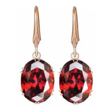 Aros Cristal Rojo Circonita Mujer + Bolsa Regalo Joyas