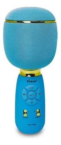 Microfone Karaokê Bluetooth Youtuber 4 Efeito De Voz Tws Cor Azul
