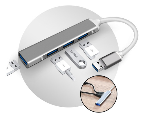 Hub Cabo Usb 3.0 Extensor 4 Portas High Speed Hd Pen Drive