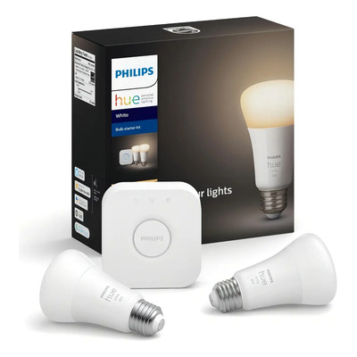 Kit X2 Focos + Bridge Philips Hue A19 Inteligentes Blancos Color de la luz Blanco cálido | Meses sin interés