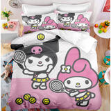 Juego De Ropa De Cama Anime Kuromi Funda De Edredón De Doble