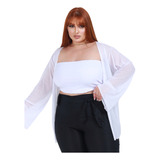 Conjunto 3 Peças Calça/cropped /cinto/kimono Moda Plus Size