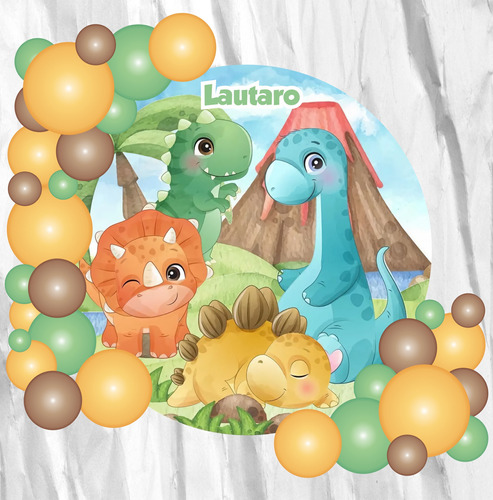  Fondo Banner Candy Bar Circular Dino Bebe 70x70cm