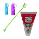 Kit Gel Dental Pasta De Dente + Escova Dedal Pet Cão Gato