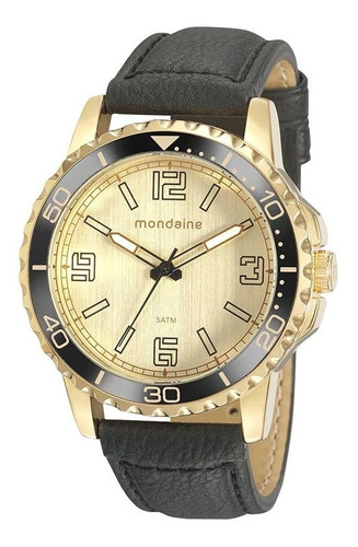 Relogio Mondaine Masculino 76762gpmvdh2 Dourado Couro Cor Da Correia Preto Cor Do Bisel Preto