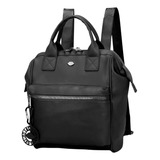 Mochila Cuero Ecologico Pu Dama Mujer Simil Cuero Urbana Color Negro