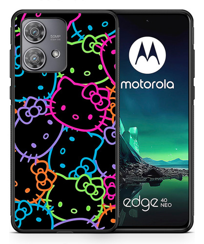 Funda Para Motorola Hello Kitty Colores Neon Collage Moto