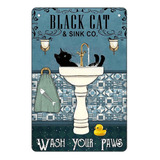 Letrero De L Retro Divertido Para Baño, Gato Negro, La...