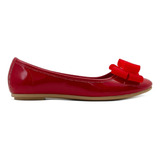 Zapato Balerina Flats Niña Juvenil Moda Casual Rojo 18-24.5