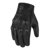 Guantes Moto De Cuero Icon Pursuit Perforados Negros 