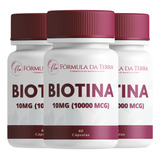 Biotina 10mg (10000mcg) - Kit C/ 3 Und - C/60 Cápsulas