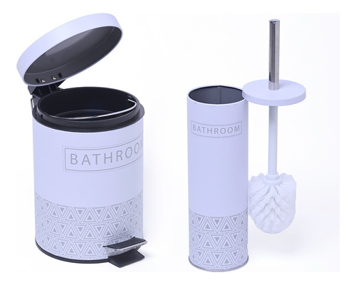 Set De Cesto Tacho Residuos 3lts Con Escobilla Para El Baño