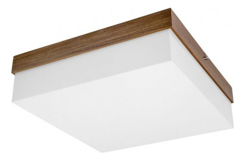 Luminária Plafon De Sobrepor Acrílico 40x40 Com Madeira Mdf