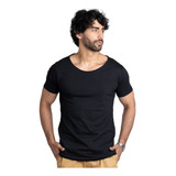 Camisa Básica Slim Gola Canoa Masculina Premium Manga Curta