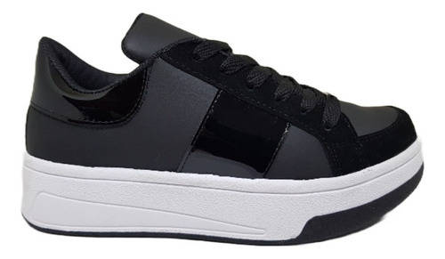 Zapatillas Urbanas Mujer Sneakers Plataforma Negras Charol 