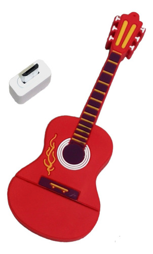 Memoria Usb 128gb Figuras Musicales, Guitarras-violín-nota. Color Guitarra Roja