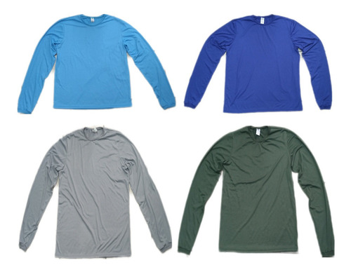 Kit Com 4 Camiseta Manga Longa Trabalho Uniforme