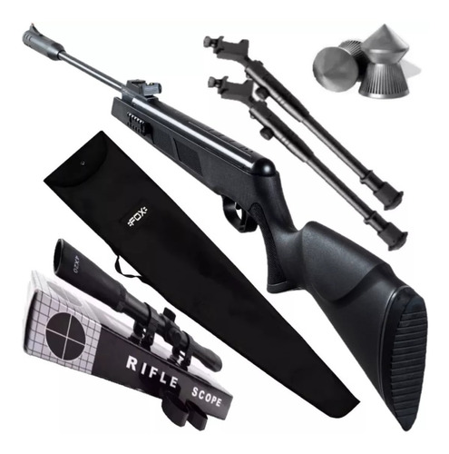 Rifle Aire Comprimido Fox Nitro Piston Compact + Mira Bipode