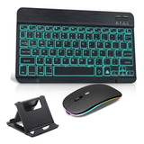 Teclado Español Y Mouse Bluetooth Inalambrico Recargable Led