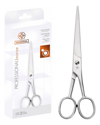 Tesoura Cabelo 18cm Fio Laser Mundial Original 7 Bronze