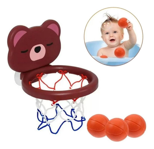 Brinquedo De Banho Bebê Infantil Cesta De Basquete Ursinho 