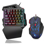 Teclado Led Combo Hxsj + Mouse J50 Para Juegos Con Una Mano