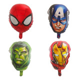 Pack 4 Globos Metalicos Forma Cabeza De Superheroes Avengers