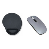 Mouse Recarregável + Mouse Pad Para Notebook Lenovo Ideapad Cor Cinza