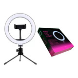 Ring Light Led 20cm Usb C/3 Luz De Cores E Tripé Mesa Lle8