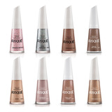 Kit Esmalte Risque 6 Cores Tons De Nude + 2 Glitter