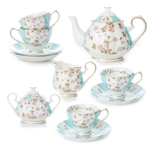 Vajilla Te Cafe Porcelana Floral 4 Personas Moderno Elegante