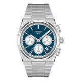 Reloj Hombre Tissot T137.427.11.041.00 Prx Correa Plateado Bisel Plateado Fondo Azul