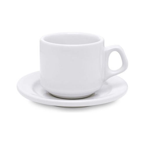 Jogo De 6 Xícaras Café C/ Pires Cerâmica Branca 65ml Plus