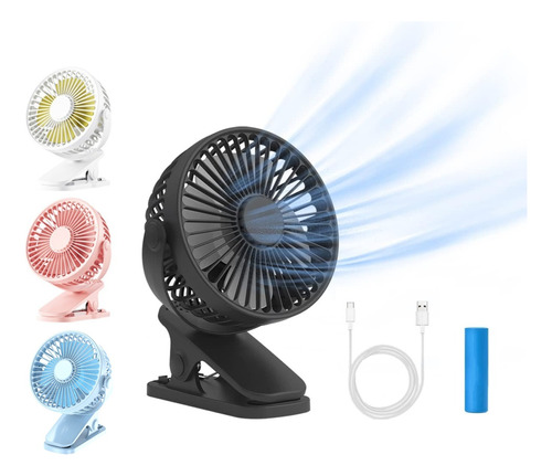 Ventilador Con Clip Portátil Recargable Ajustable Usb