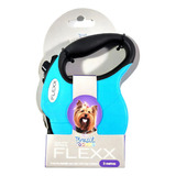 Coleira Guia Retrátil Reforçada 3m Fita Powerflex Mini 5kg Cor Azul