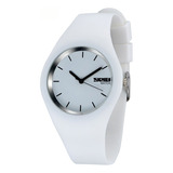 Reloj De Silicona Skmei For Dama Ultra Delgado Color Blanco