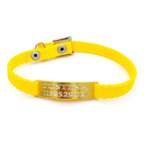 Chapita Gato Pasador Dorado+ Collar 1 Cm Reforzado Amarillo