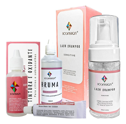 Kit Iconsign Shampoo Bruma Tintura & Oxidante Cilios Lash 