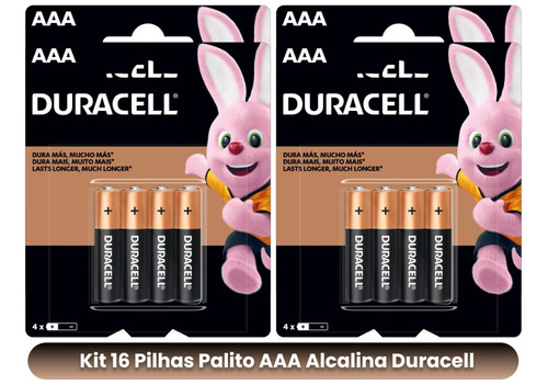 16 Pilhas Duracell Alcalina Aaa Palito Original 1,5v