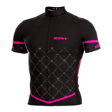 Camisa Ciclismo Ert Classic Manga Curta Black Pink Bike