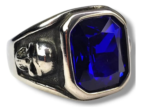 Anillo Calavera Zafiro Elegante Acero Inoxidable A1174