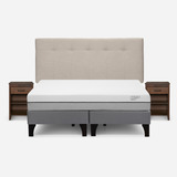 Cama Pratta King + Respaldo New Bennet Y Velador Maurice