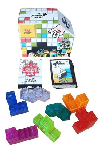 Cubo Soma Magnetico Reto Mental Iman Puzzle + Tarjetas Color De La Estructura Transparente